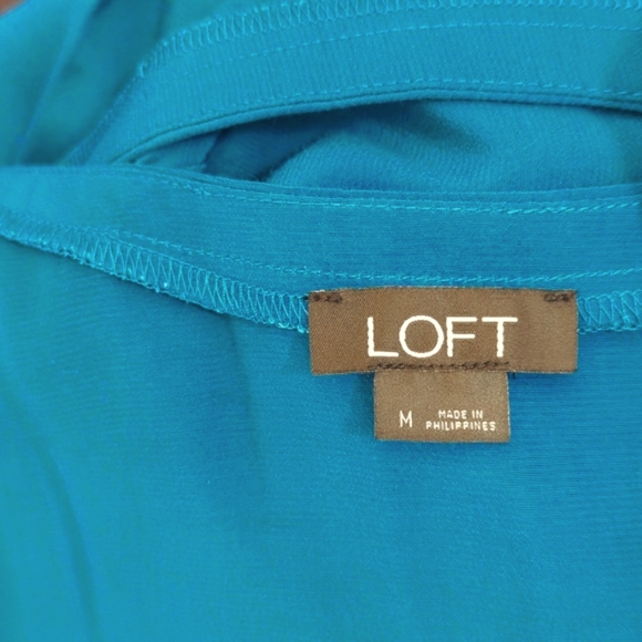 LOFT Vibrant Blue Flutter Sleeve Cinched Drawstring Waist Romper Size Medium - Picture 8 of 8